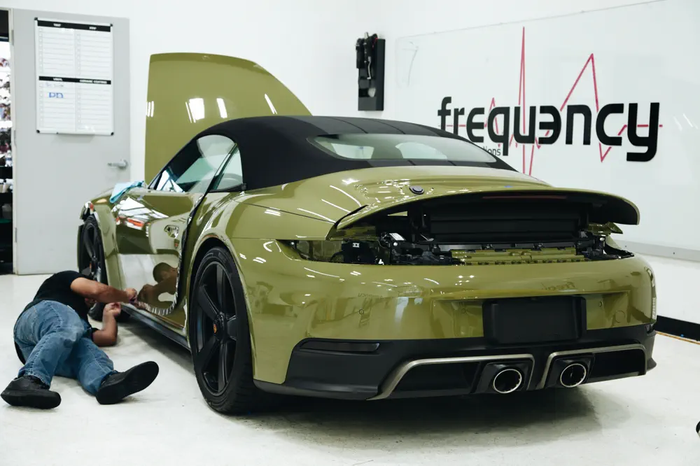 Porsche 911 with paint protection film at FRQNCY